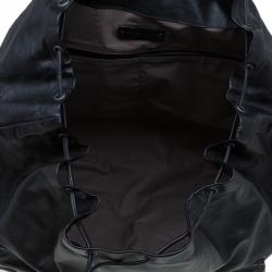 Bottega Veneta Black Leather Drawstring Backpack 