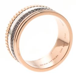 Boucheron Classique Quatre Three Tone 18k Gold & Brown PVD Large Ring Size 69