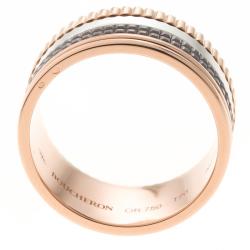 Boucheron Classique Quatre Three Tone 18k Gold & Brown PVD Large Ring Size 69