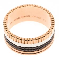 Boucheron Classique Quatre Three Tone 18k Gold & Brown PVD Large Ring Size 69