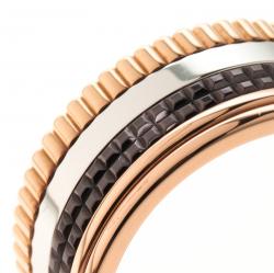 Boucheron Classique Quatre Three Tone 18k Gold & Brown PVD Large Ring Size 69