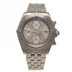 Pre Owned Breitling Silver Stainless Steel Crosswind Men's Watches 44MM