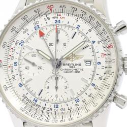 Pre Owned Breitling Silver Stainless Steel Navitimer World Men's Wristwatch 46MM