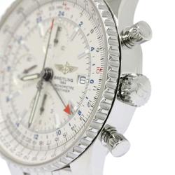 Pre Owned Breitling Silver Stainless Steel Navitimer World Men's Wristwatch 46MM