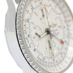 Pre Owned Breitling Silver Stainless Steel Navitimer World Men's Wristwatch 46MM