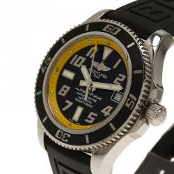 Pre Owned Breitling Black Stainless Steel Super Ocean Men's Wristwatch 42MM
