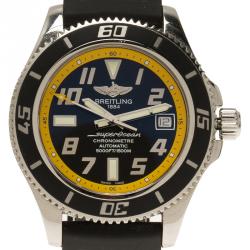 Pre Owned Breitling Black Stainless Steel Super Ocean Men's Wristwatch 42MM