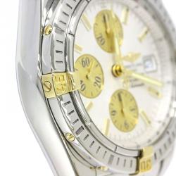 Pre Owned Breitling Silver 18K Yellow Gold and Stainless Steel Chronomat Evolution Men's Wristwatch 44MM