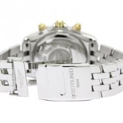 Pre Owned Breitling Silver 18K Yellow Gold and Stainless Steel Chronomat Evolution Men's Wristwatch 44MM