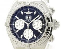 Pre Owned Breitling Black Stainless Steel Crosswind Men's Wristwatch 44MM