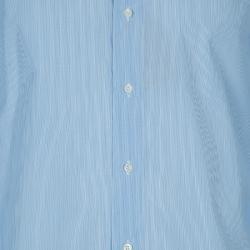 Pre Owned Brioni Men's Light Blue Pinstripe Cotton Shirt L