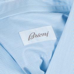 Pre Owned Brioni Men's Light Blue Pinstripe Cotton Shirt L