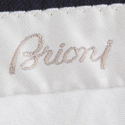 Pre Owned Brioni Navy Blue Herringbone Wool Roman Style Trousers 6XL