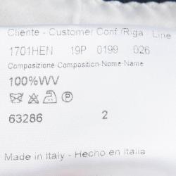 Pre Owned Brioni Navy Blue Herringbone Wool Roman Style Trousers 6XL