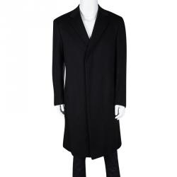 Pre Owned معطف بريوني كشمير أسود طويل XL