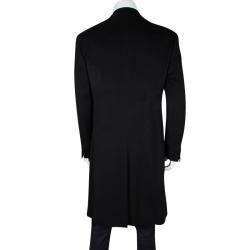 Pre Owned معطف بريوني كشمير أسود طويل XL