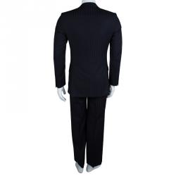 مملوكة مسبقًا Brioni Navy Blue and Black Striped Suit S