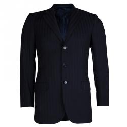 مملوكة مسبقًا Brioni Navy Blue and Black Striped Suit S