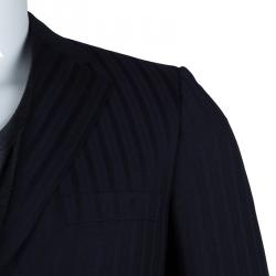 مملوكة مسبقًا Brioni Navy Blue and Black Striped Suit S