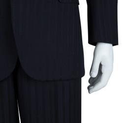 مملوكة مسبقًا Brioni Navy Blue and Black Striped Suit S