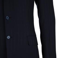 مملوكة مسبقًا Brioni Navy Blue and Black Striped Suit S