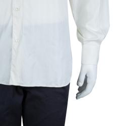 Brioni Off-White Herringbone Striped Long Sleeve Buttondown Cotton Shirt M