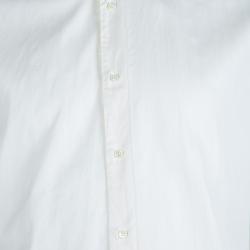 Brioni Off-White Herringbone Striped Long Sleeve Buttondown Cotton Shirt M