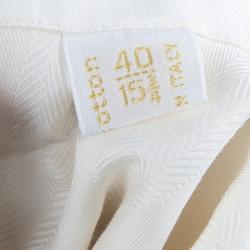 Brioni Off-White Herringbone Striped Long Sleeve Buttondown Cotton Shirt M