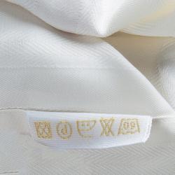 Brioni Off-White Herringbone Striped Long Sleeve Buttondown Cotton Shirt M