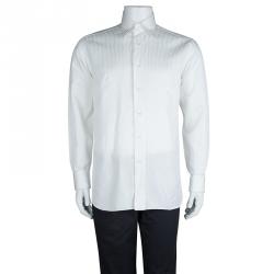 Pre Owned Brioni White Striped Long Sleeve Buttondown Shirt M