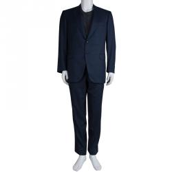 مملوكة مسبقًا بذلة بريوني صوف أزرق مقلمة L