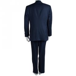 مملوكة مسبقًا بذلة بريوني صوف أزرق مقلمة L