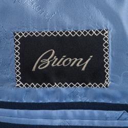 مملوكة مسبقًا بذلة بريوني صوف أزرق مقلمة L