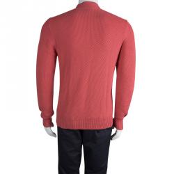 Brioni Pink Chunky Knit Button Front Cardigan L