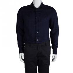Pre Owned Brioni Indigo Pin Striped Linen Shirt L