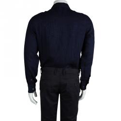 Pre Owned Brioni Indigo Pin Striped Linen Shirt L