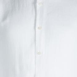 Pre Owned Brioni White Linen Paisley Detailed Collar Shirt L