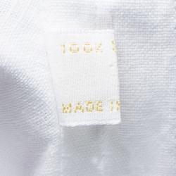 Pre Owned Brioni White Linen Paisley Detailed Collar Shirt L