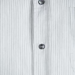 Pre Owned Brioni Whte and Grey Striped Cotton Long Sleeve Button Front Shirt XL