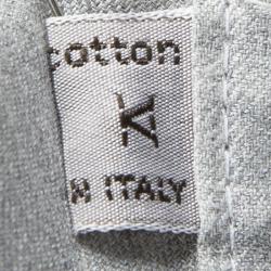 Pre Owned Brioni Whte and Grey Striped Cotton Long Sleeve Button Front Shirt XL