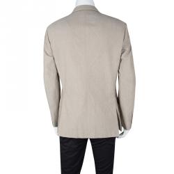 Pre Owned Brunello Cuccinelli Beige Cotton Double Breasted Blazer L