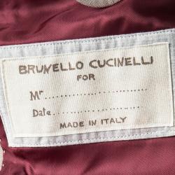 Pre Owned Brunello Cuccinelli Beige Cotton Double Breasted Blazer L
