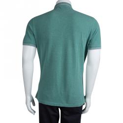 Pre Owned Brunello Cucinelli Green Knit Slim Fit Polo T-Shirt M