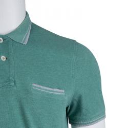 Pre Owned Brunello Cucinelli Green Knit Slim Fit Polo T-Shirt M
