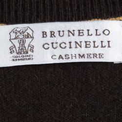 Pre Owned Brunello Cucinelli Brown Cashmere Sleeveless V-Neck Sweater M