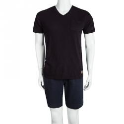 Pre Owned Brunello Cucinelli Dark Blue Zip Pocket Detail Shorts L
