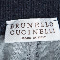 Pre Owned Brunello Cucinelli Dark Blue Zip Pocket Detail Shorts L