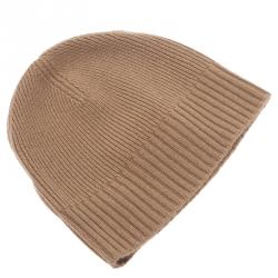 Pre Owned Burberry Beige Cashmere Rib Knit Beanie