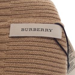 Pre Owned Burberry Beige Cashmere Rib Knit Beanie