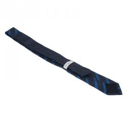 Pre Owned Burberry Blue Striped Silk Tie